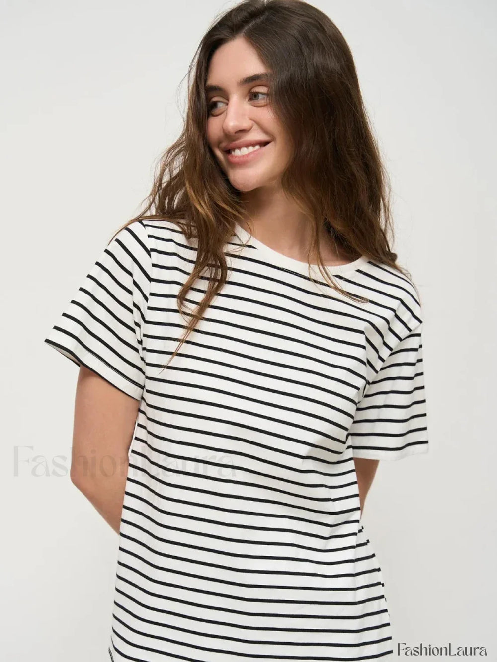 Striped Cotton Knitted Casual T Shirt