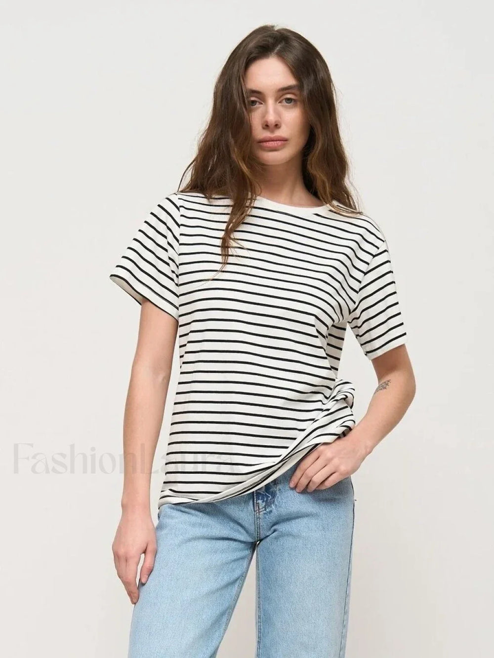 Striped Cotton Knitted Casual T Shirt