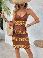 Striped Knit Bodycon Boho Dress