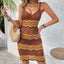 Striped Knit Bodycon Boho Dress brown / S