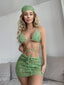 Striped Lace Up Three Piece Set Green / S