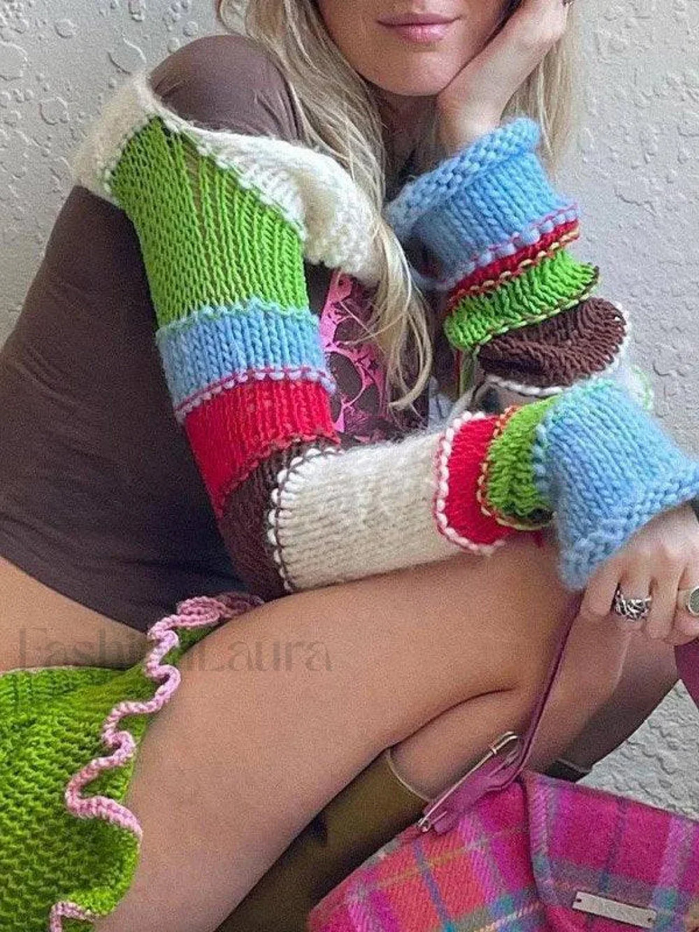 Striped Long Sleeve Bolero Knit Top Tops&Tees