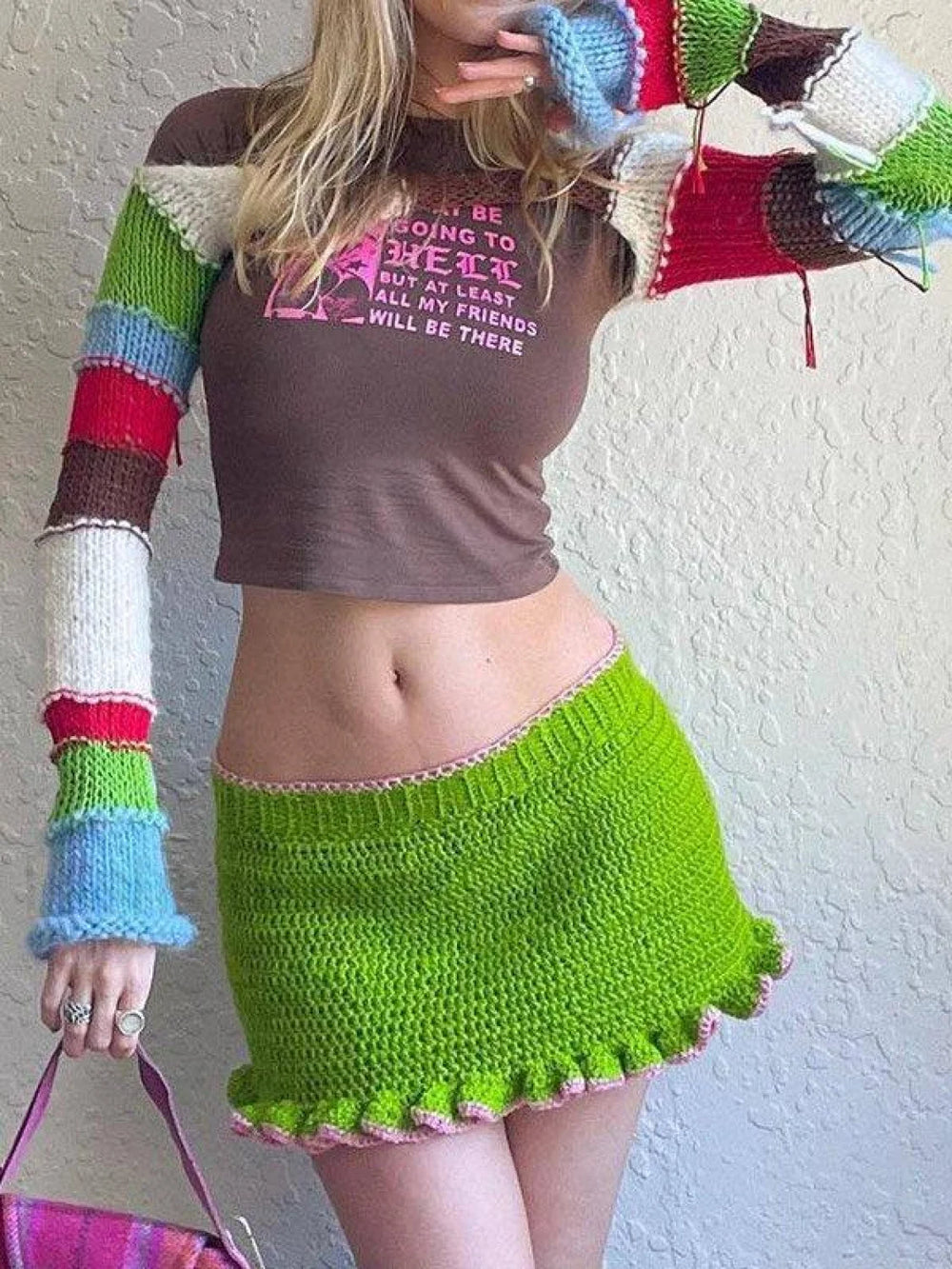 Striped Long Sleeve Bolero Knit Top Tops&Tees