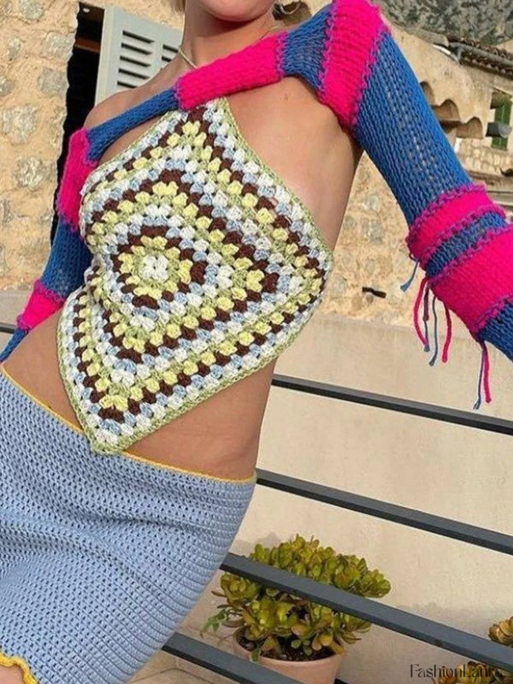 Striped Long Sleeve Bolero Knit Top Tops&Tees