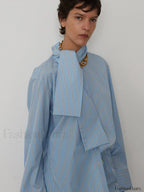 Striped Long Sleeve Collar Shorts Two Piece Set