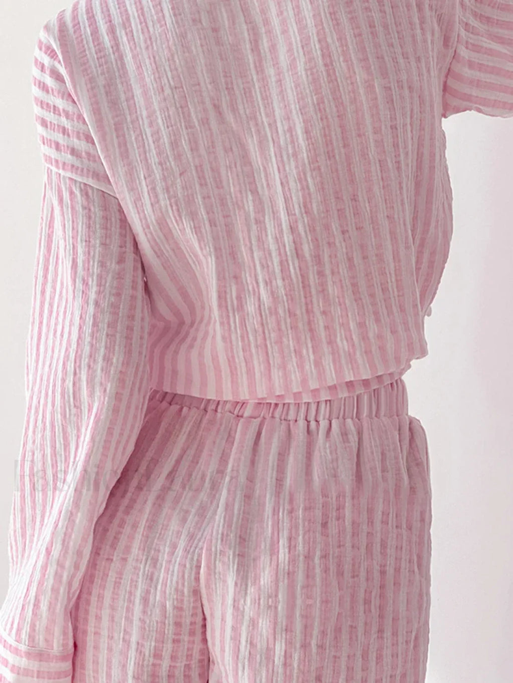 Striped Long Sleeve Shorts Two Piece Set