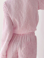 Striped Long Sleeve Shorts Two Piece Set