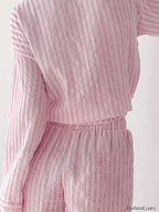 Striped Long Sleeve Shorts Two Piece Set