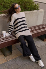 Striped Loose Knit Pullover Sweater