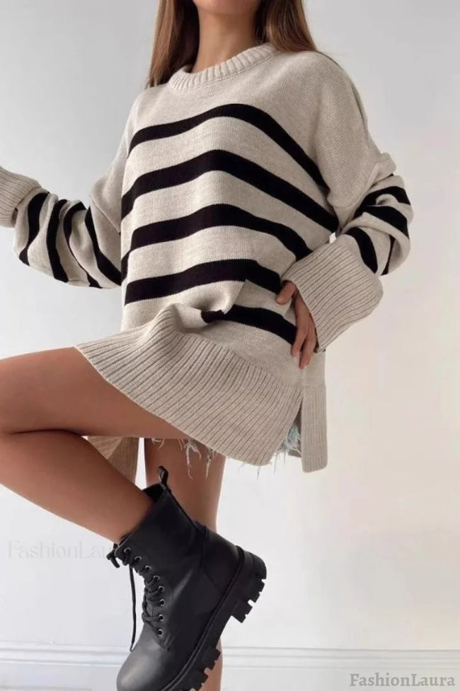Striped Loose Knit Pullover Sweater Main image