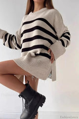 Striped Loose Knit Pullover Sweater