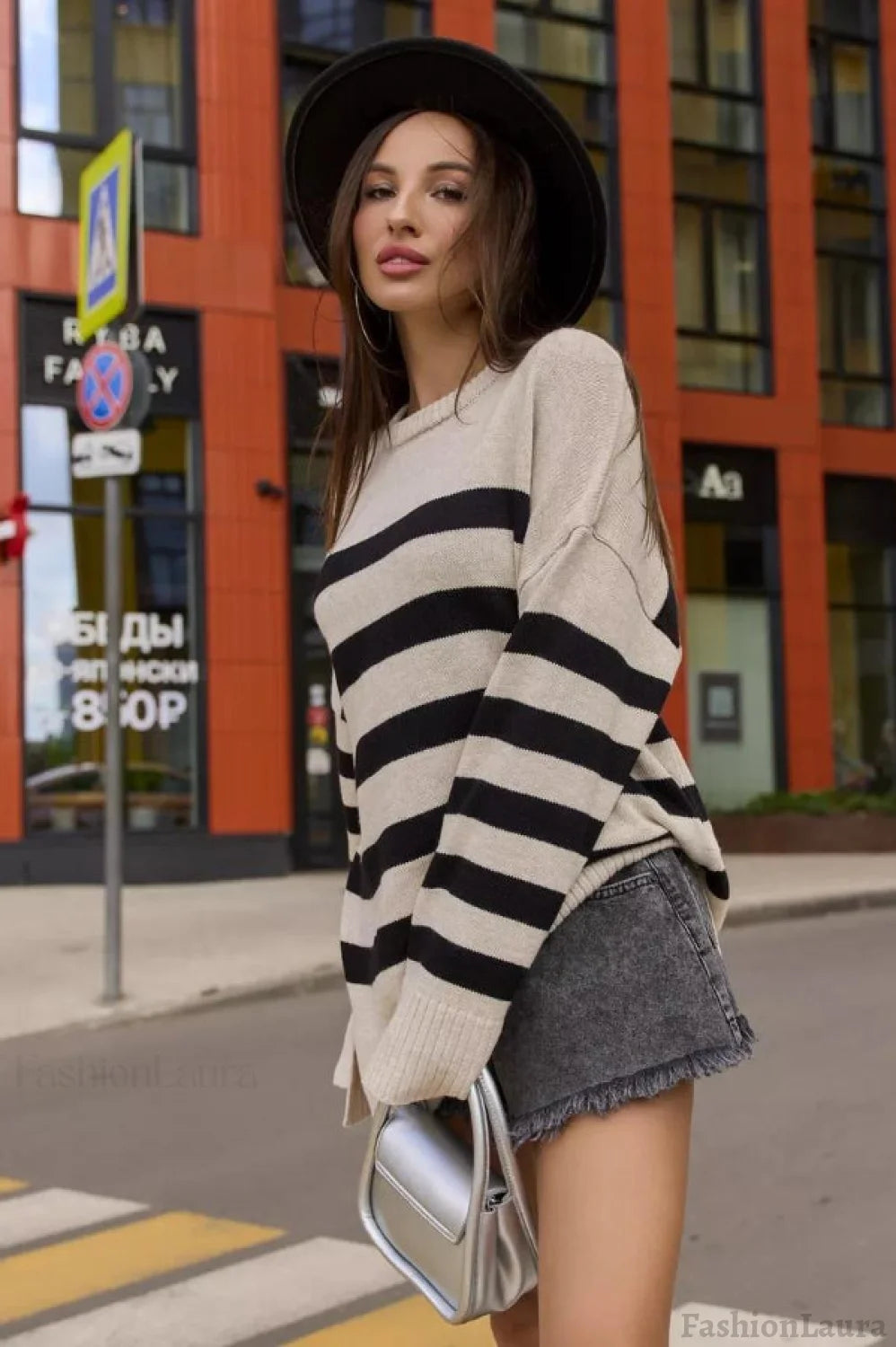Striped Loose Knit Pullover Sweater Secondary image