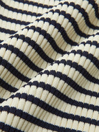 Striped Ruffle Sleeve Knit Top Knit Tops