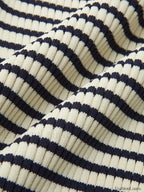 Striped Ruffle Sleeve Knit Top Knit Tops