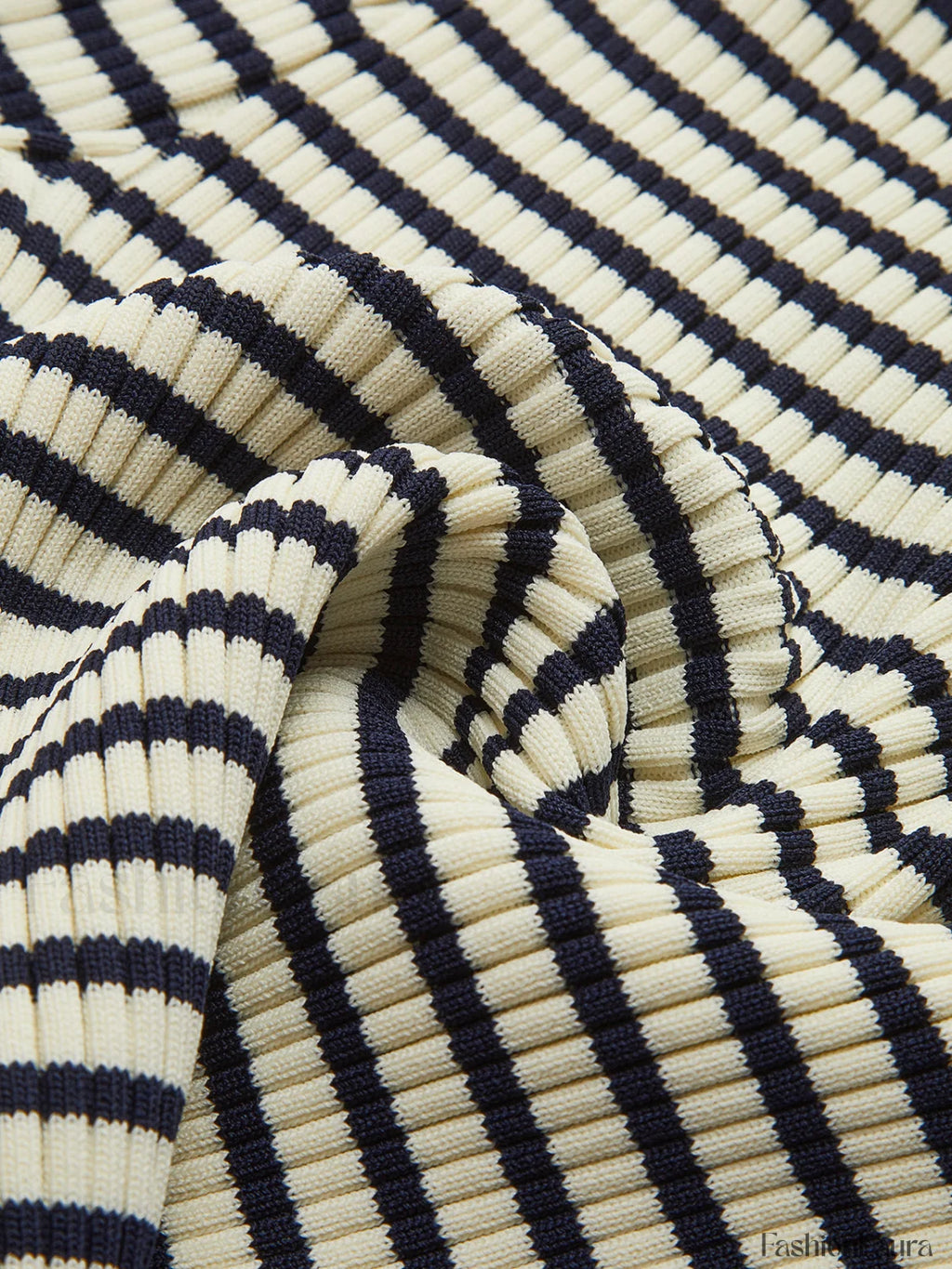 Striped Ruffle Sleeve Knit Top Knit Tops