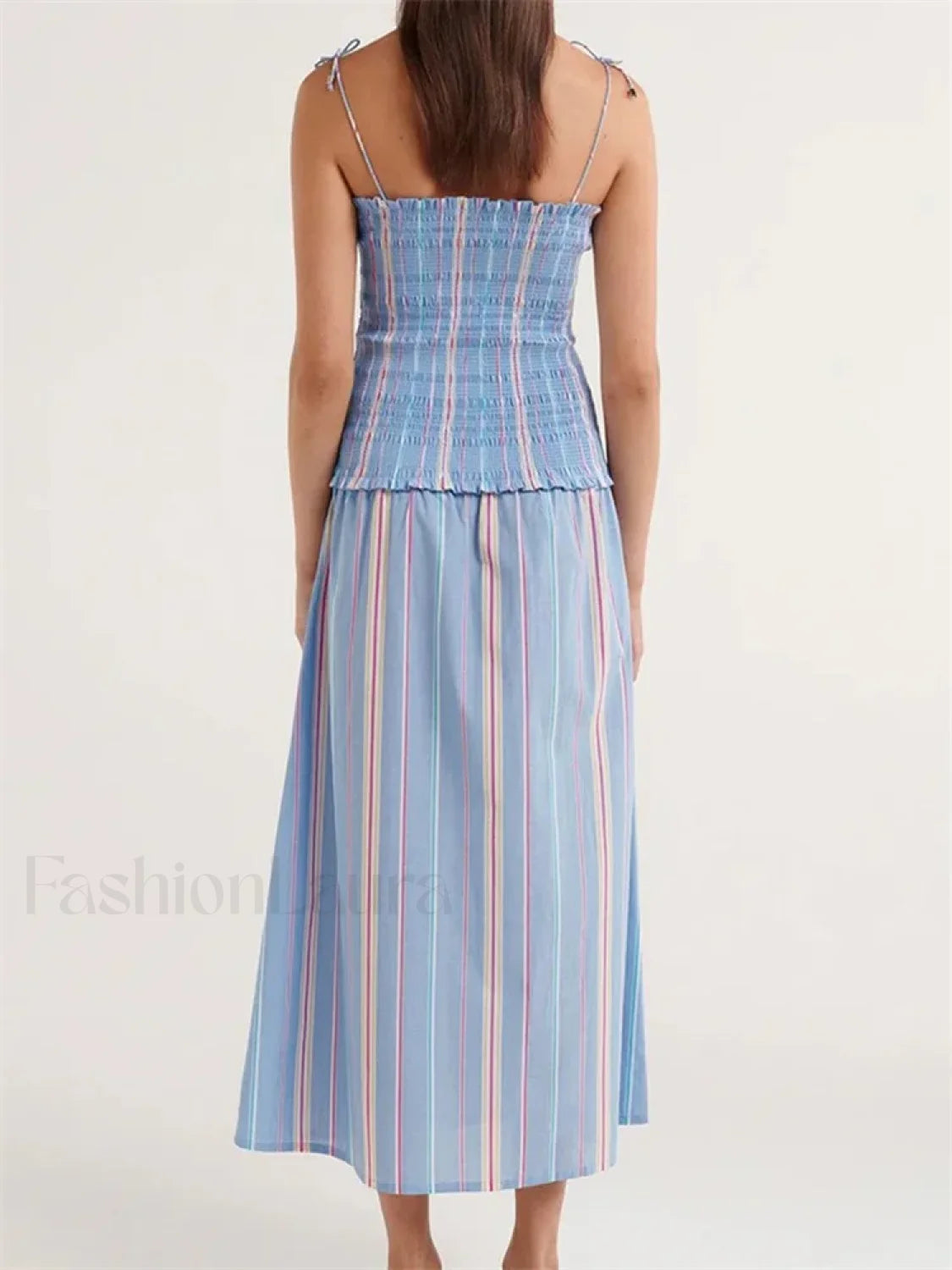 Striped Spaghetti Patchwork Maxi Dress Secondary image