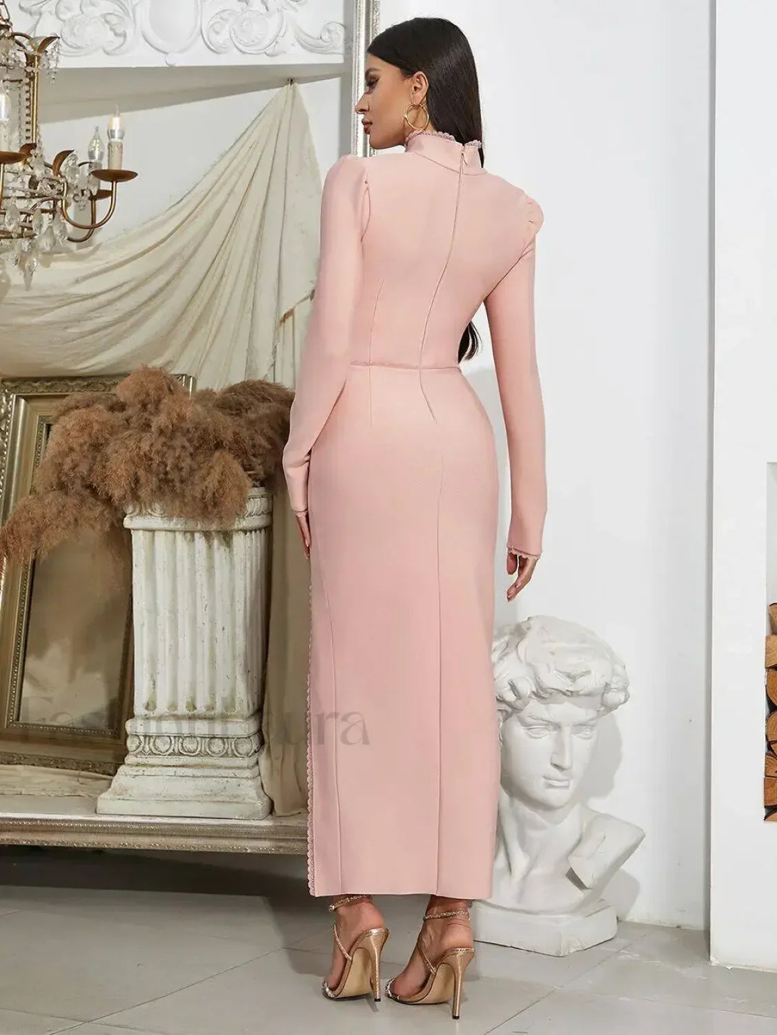 Striped Square-Collar Midi Dress Secondary image