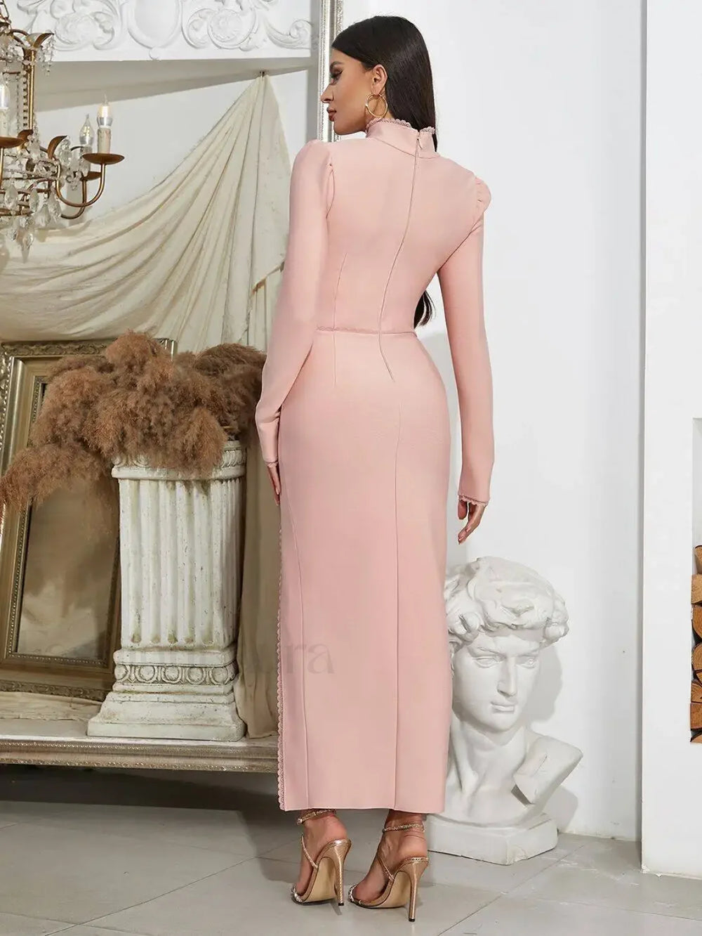 Striped Square Collar Midi Dress