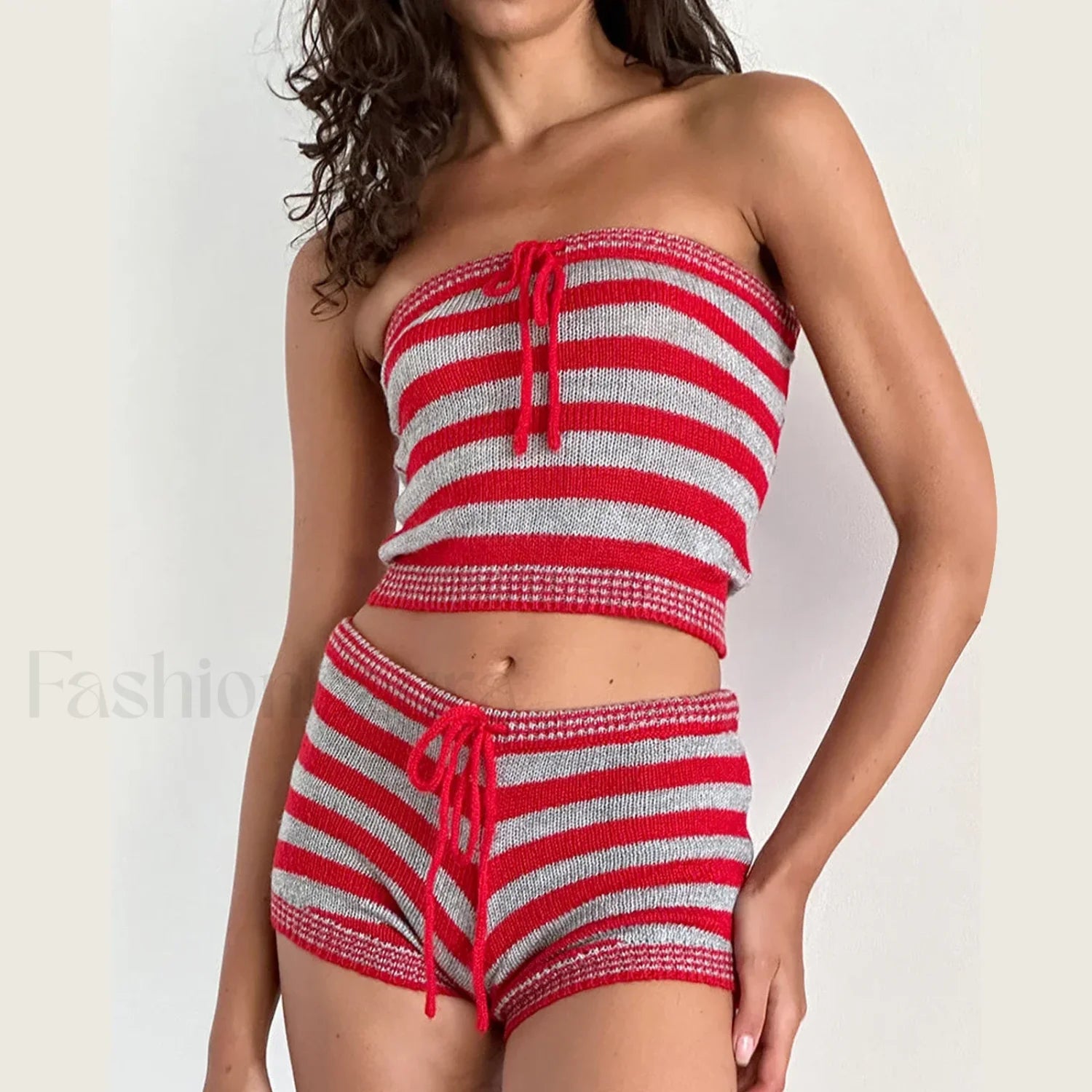 Striped Tube Top Shorts Two Piece Set Secondary image