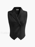 Suit Waistcoat With Pleated Mini Skirt Set Skirt Sets