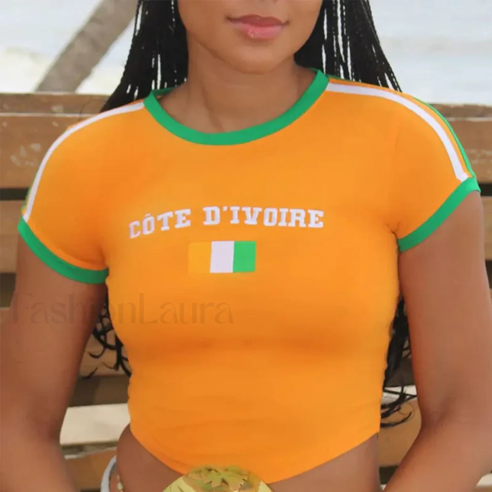 Summer Aesthetics Gothic Y2K Street Fashion T Shirt orange / S