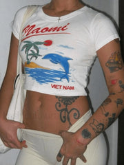 Summer Beach Printed Crop Top Tops&Tees