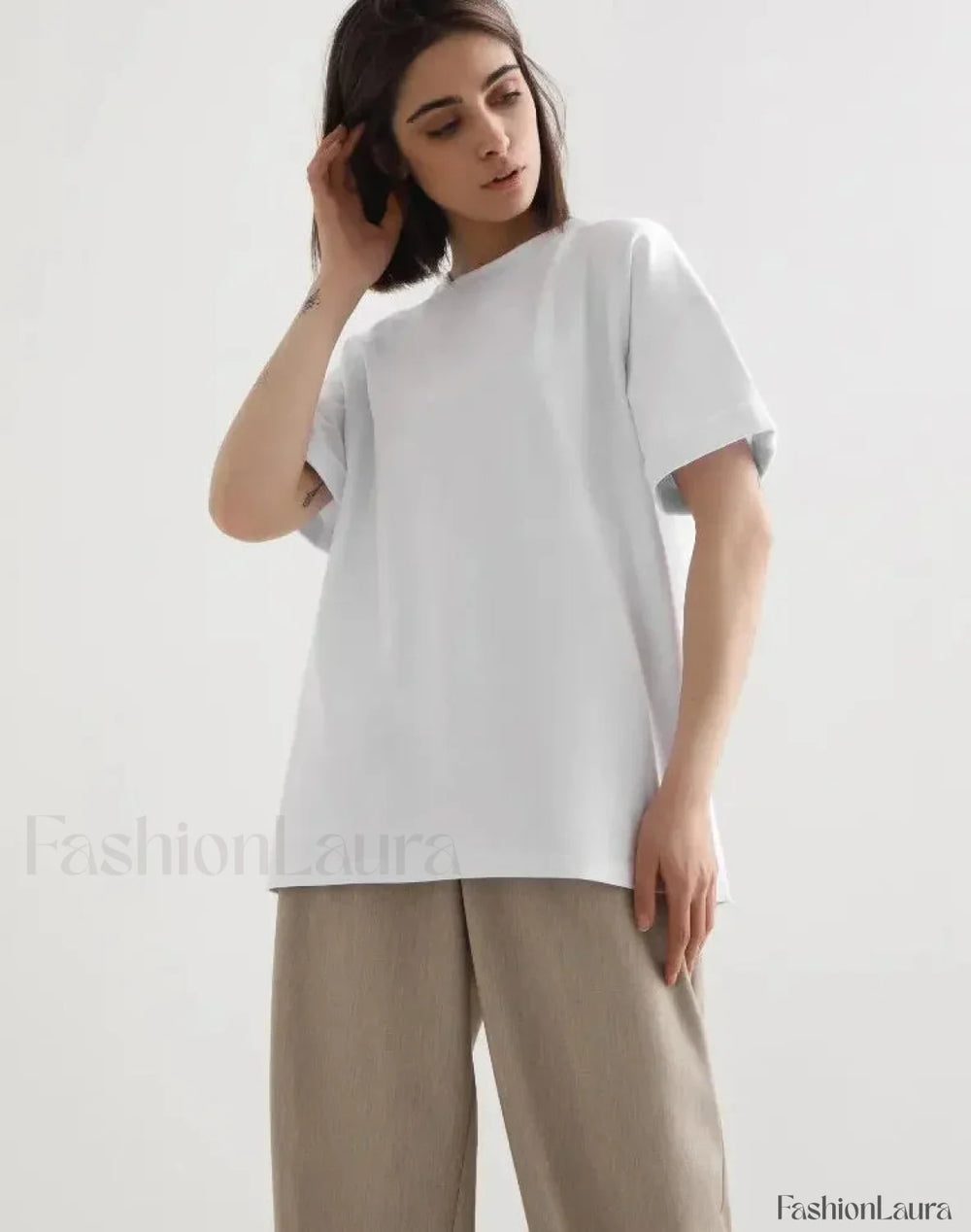 Summer Cotton Basic Solid T Shirt WHITE / S