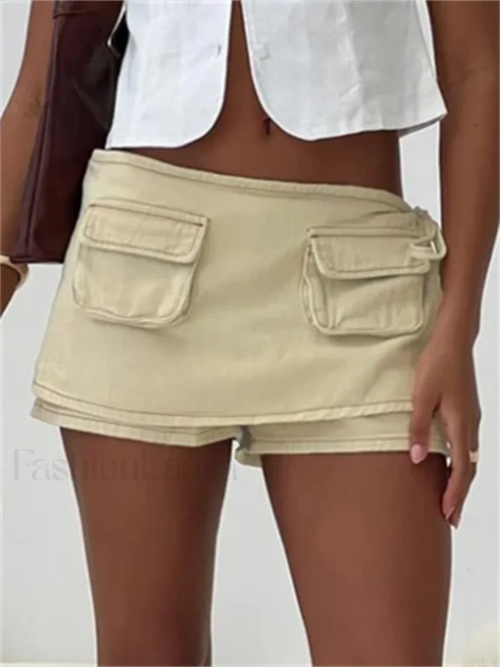 Summer Denim Slim Casual Drawstring Mini Jeans Aesthetic Short beige / S