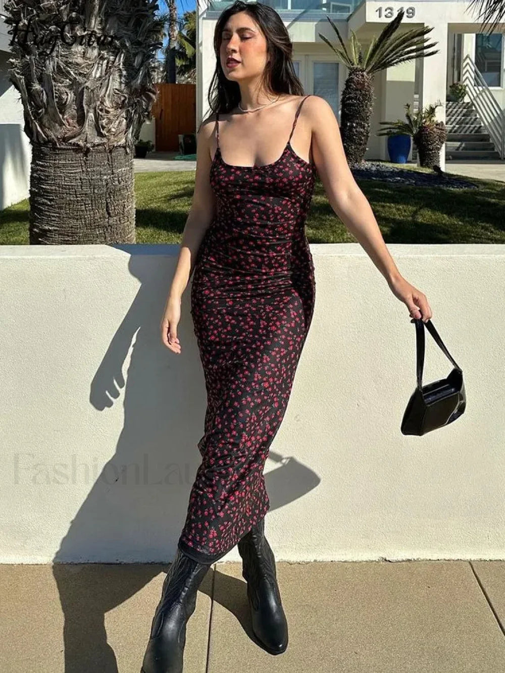 Summer Floral Print Backless Floral Dress