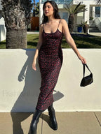 Summer Floral Print Backless Floral Dress Black / S