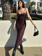 Summer Floral Print Backless Floral Dress Black / S