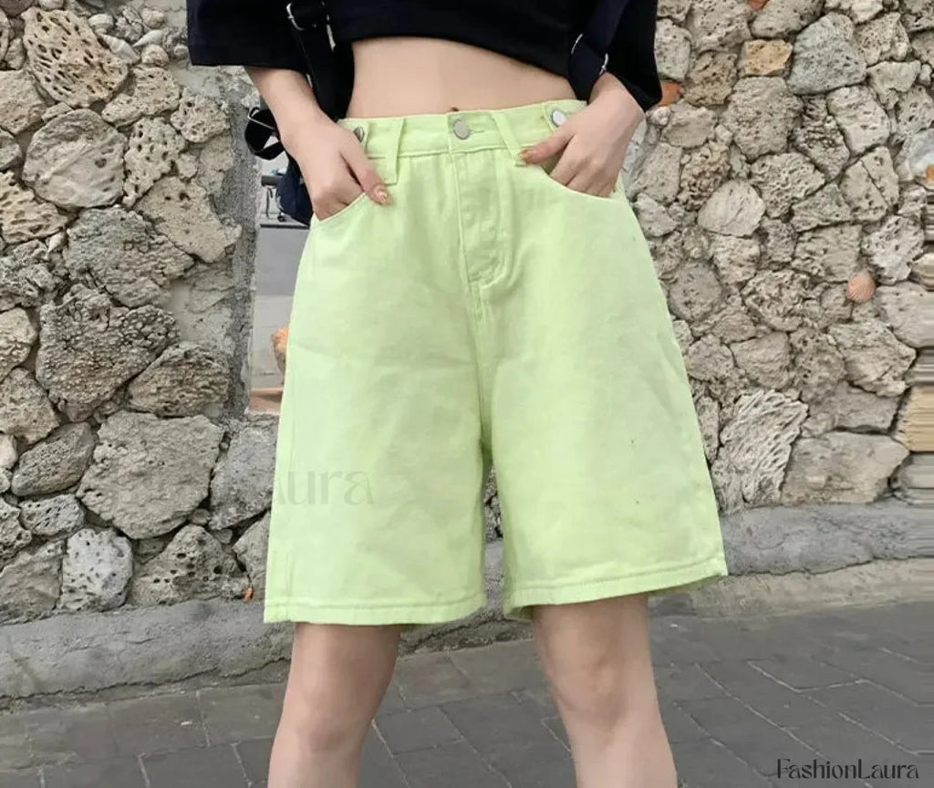 Summer High Waist Five Point Denim Short