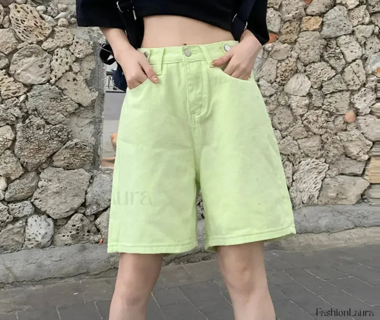Summer High Waist Five Point Denim Short