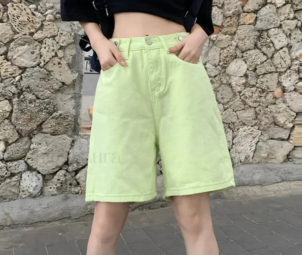 Summer High Waist Five Point Denim Short