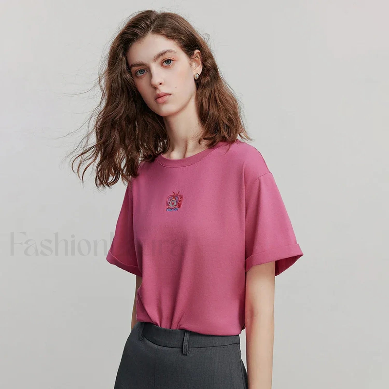 Summer New Casual Short Sleeve T Shirt Rose Red / S Main image