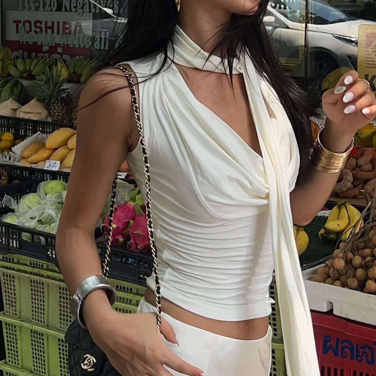 Summer Sexy Sleeveless V Neck Slim Tank Top White / S Main image