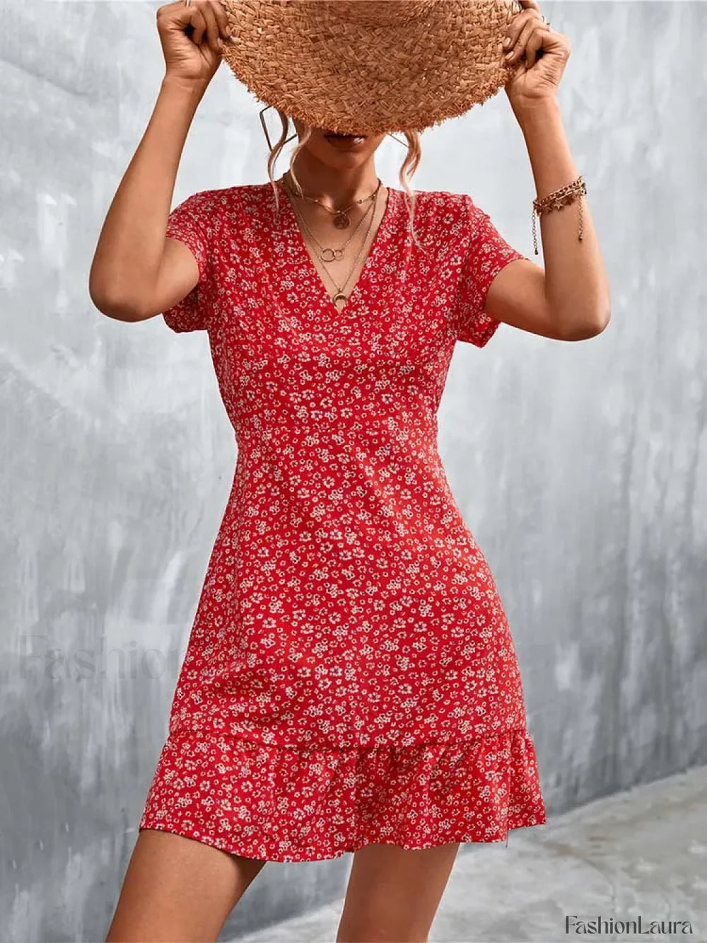 Summer Short Boho V Neck Floral Party Bohemian Flower Mini A Line Dress