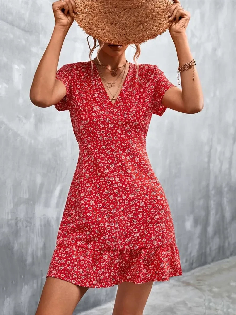 Summer Short Boho V Neck Floral Party Bohemian Flower Mini A Line Dress