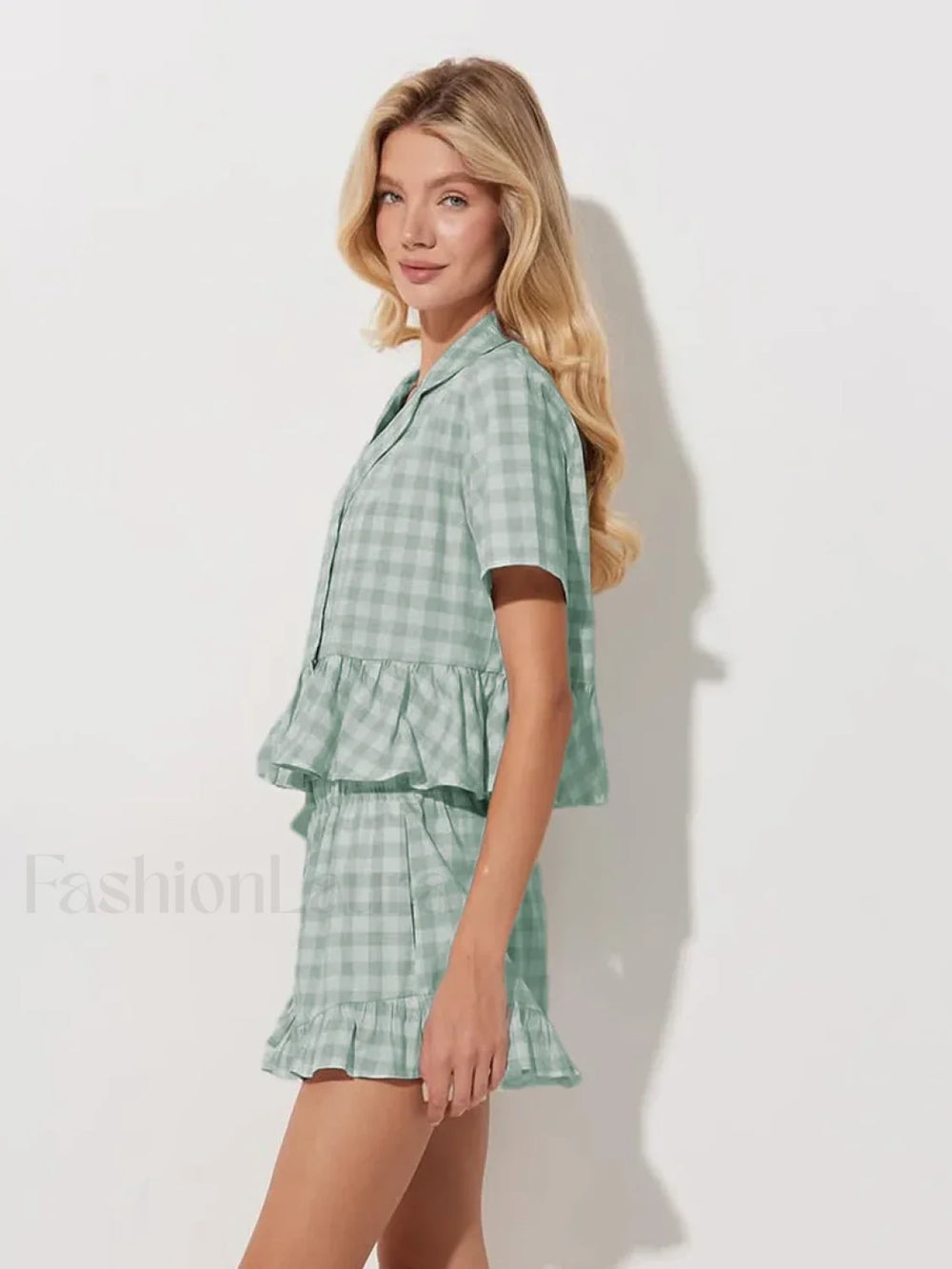 Summer Short Sleeve Pajama Shorts Two Piece Set