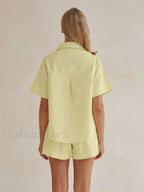 Summer Short Sleeve Pajama Shorts Two Piece Set