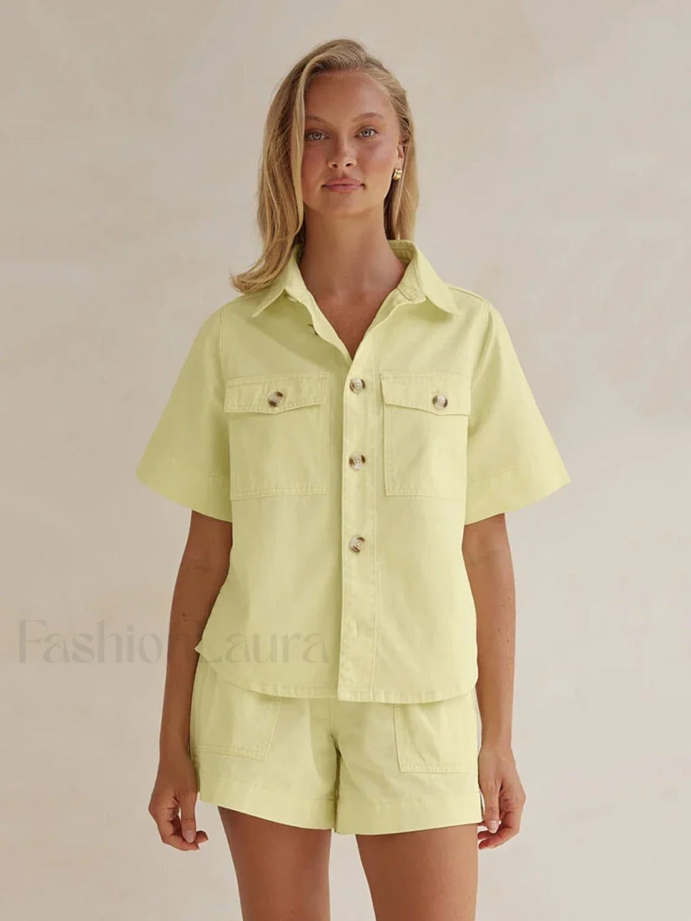 Summer Short Sleeve Pajama Shorts Two Piece Set