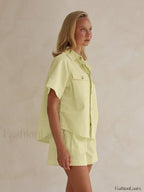 Summer Short Sleeve Pajama Shorts Two Piece Set