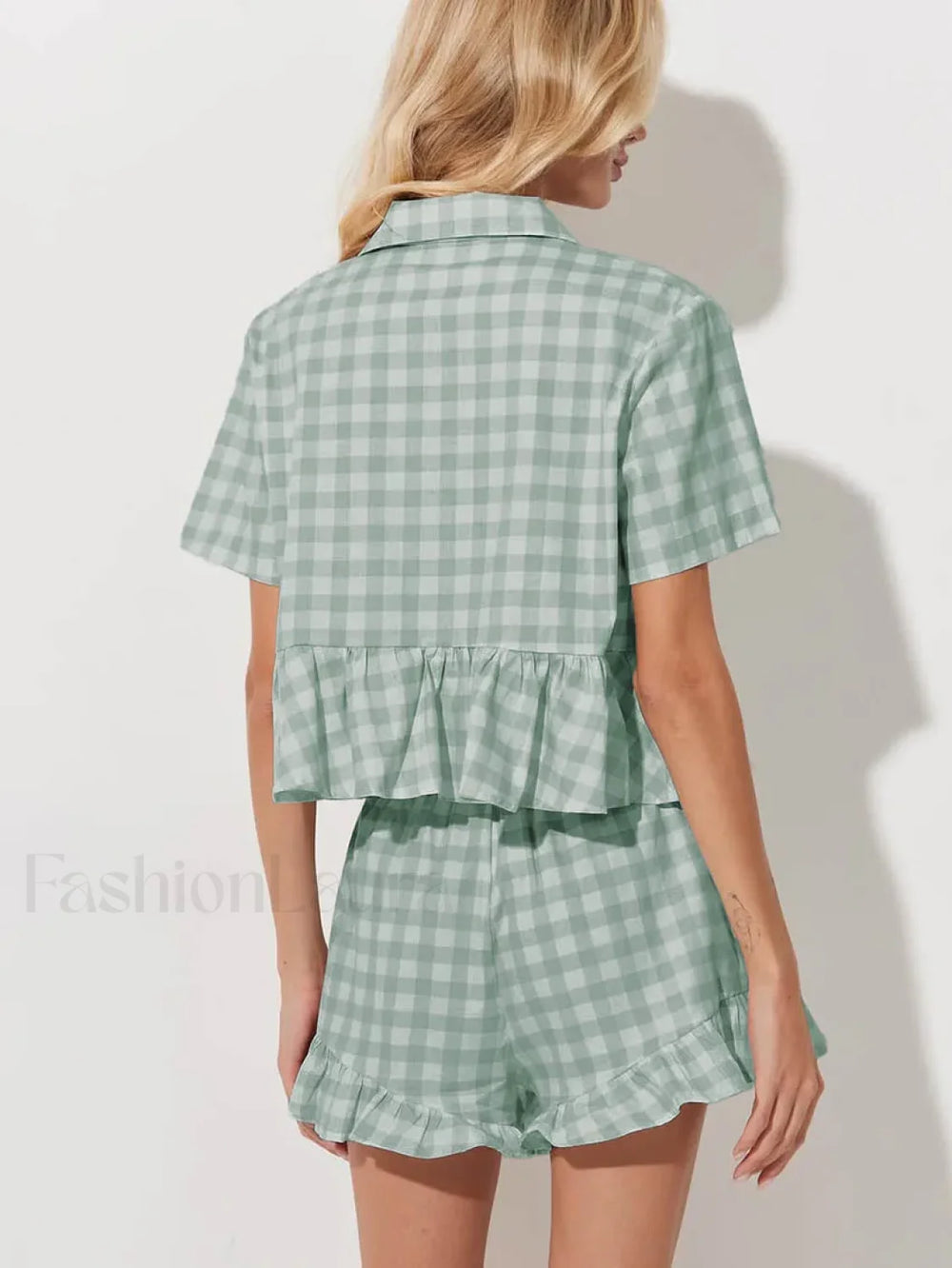 Summer Short Sleeve Pajama Shorts Two Piece Set