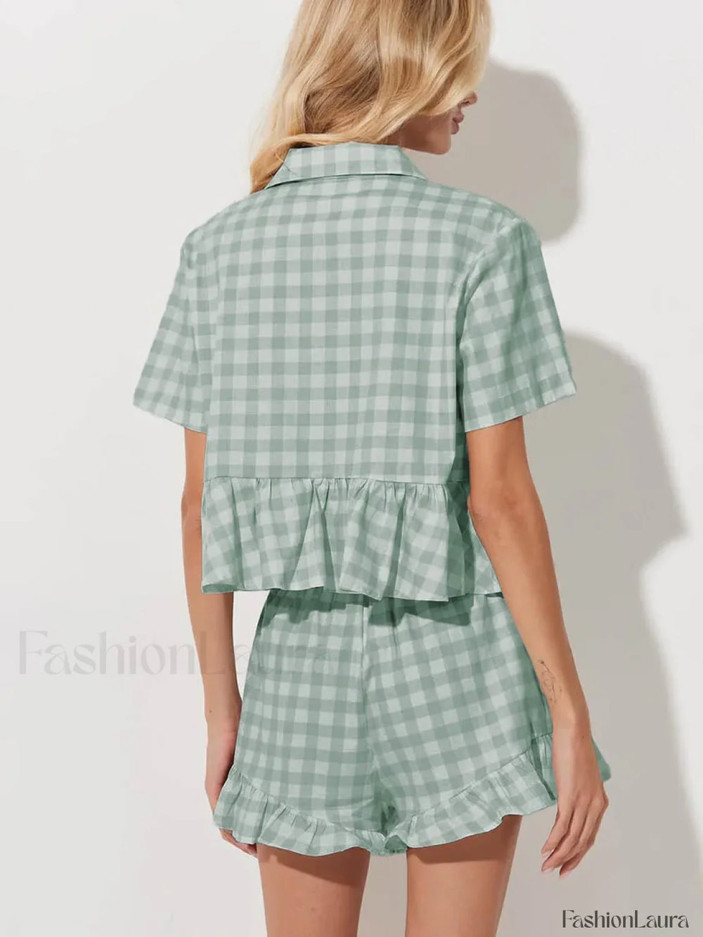Summer Short Sleeve Pajama Shorts Two Piece Set