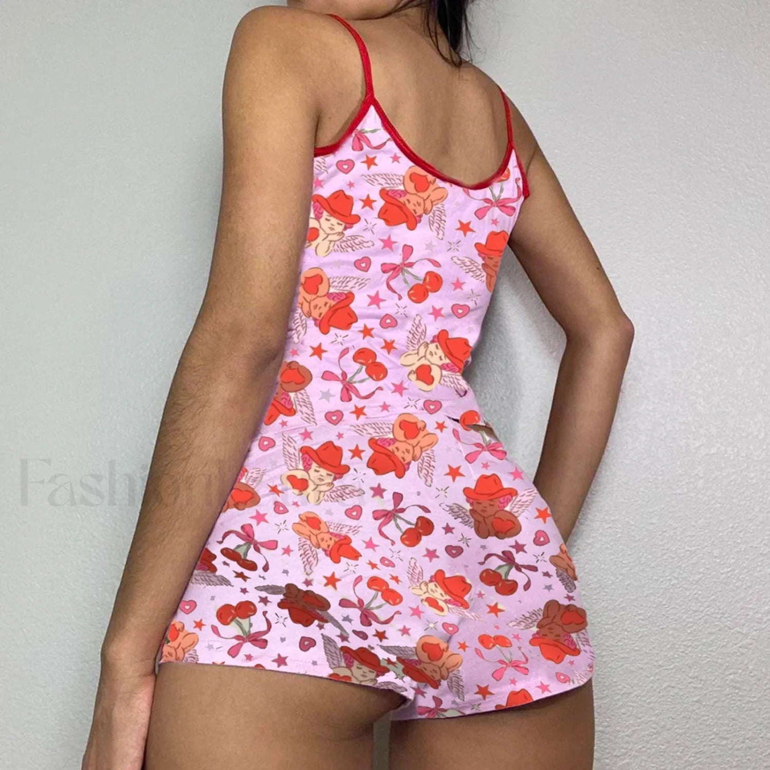 Summer Shorts Strawberry Cherry Bow Camisole Two Piece Set Secondary image