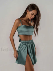 Summer Spaghetti Strap Shorts Two Piece Set