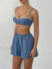 Summer Tank Tops Pajama Shorts Two Piece Set