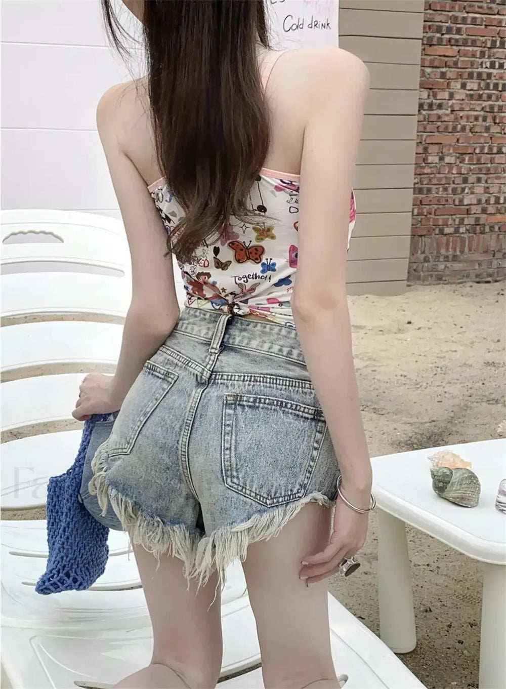 Summer Y2K Low Waist Sexy Denim Exposed Pocket Hot Pants Shorts