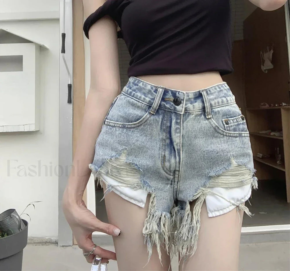 Summer Y2K Low Waist Sexy Denim Exposed Pocket Hot Pants Shorts