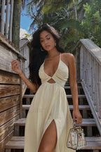 Sunny Sounds Stylish Midi Dress M / Beige